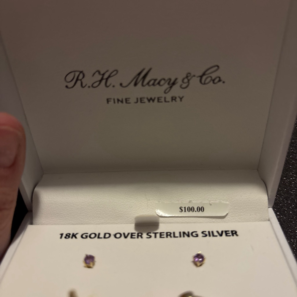 Women's R.H. Macy & Co. Gold & Purple Amethyst Hoop & Stud Earring Set (2 pair) - Picture 4 of 6